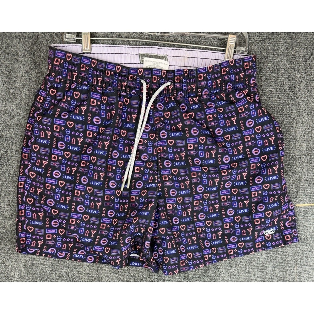 Y2K Le Club Men's Party‎ Night Live Swim Trunks Size L  5.5" Inseam